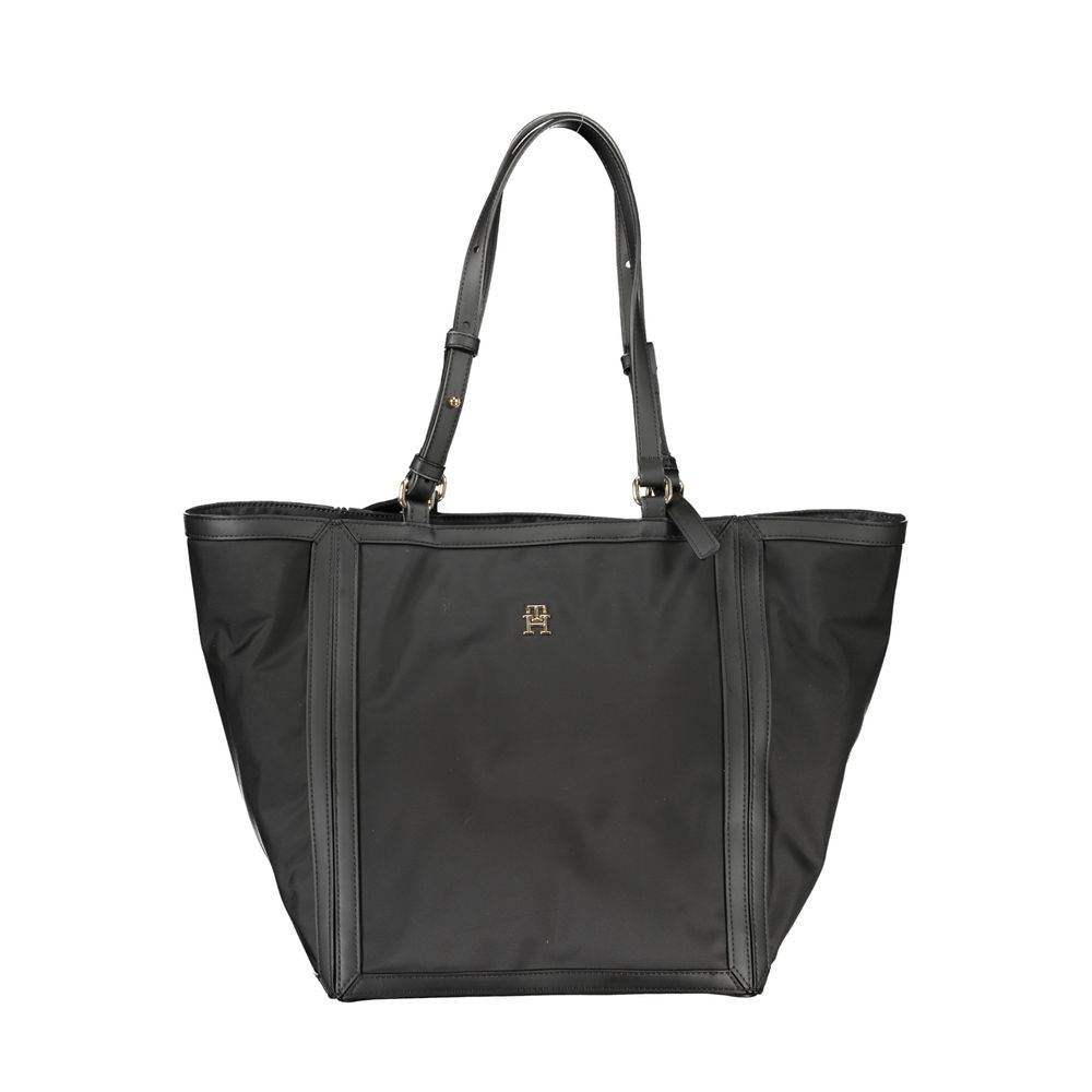 Schwarze Damen-Handtasche aus Polyester