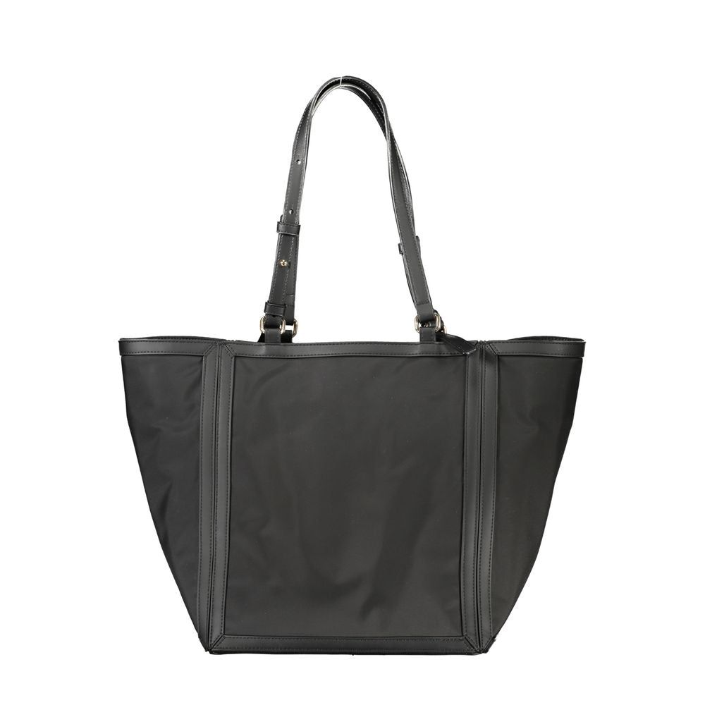 Schwarze Damen-Handtasche aus Polyester