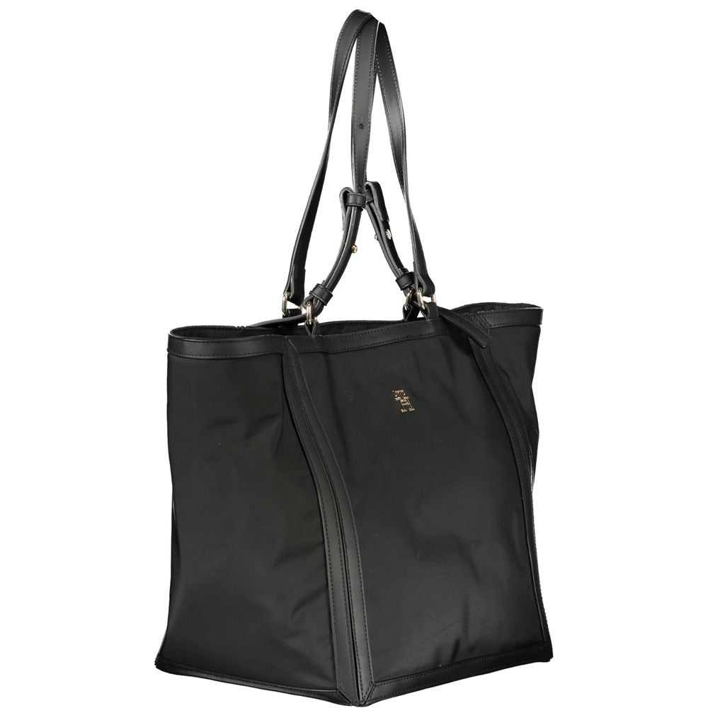 Schwarze Damen-Handtasche aus Polyester