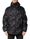 Dolce & Gabbana Schwarzer Kapuzen-Parka-Mantel Winterjacke