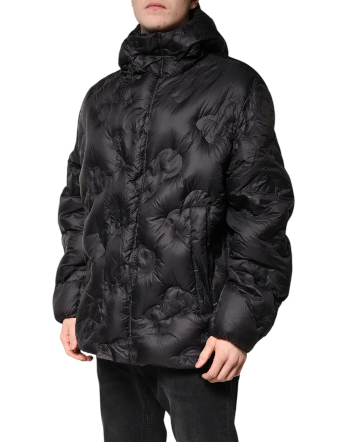 Dolce & Gabbana Schwarzer Kapuzen-Parka-Mantel Winterjacke