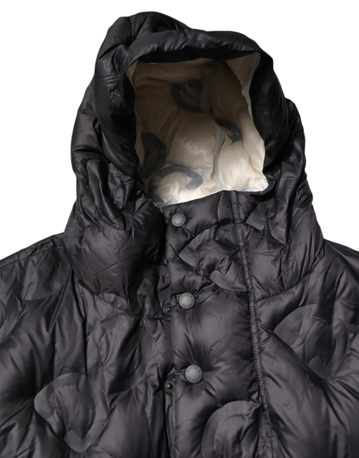 Dolce & Gabbana Schwarzer Kapuzen-Parka-Mantel Winterjacke