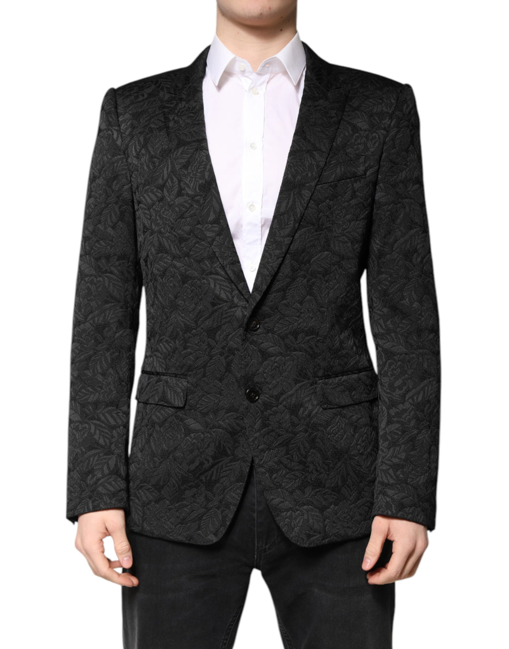 Dolce & Gabbana Schwarzer MARTINI Brokat-Blazer einreihig
