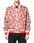 Dolce & Gabbana Weiße Cherry Print Bomberjacke mit durchgehendem Reißverschluss
