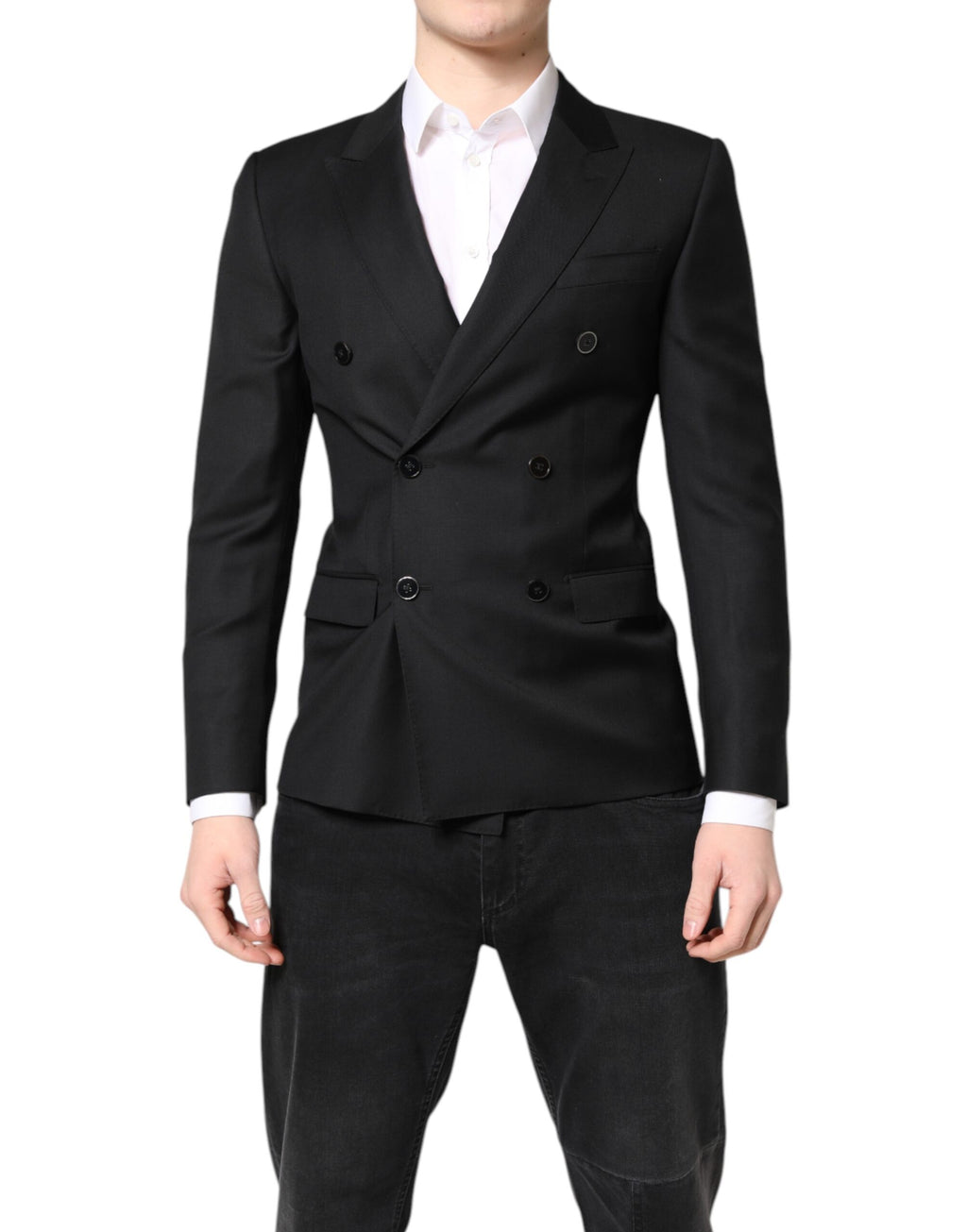 Dolce & Gabbana Schwarzer MARTINI Doppelreihiger Mantel Blazer