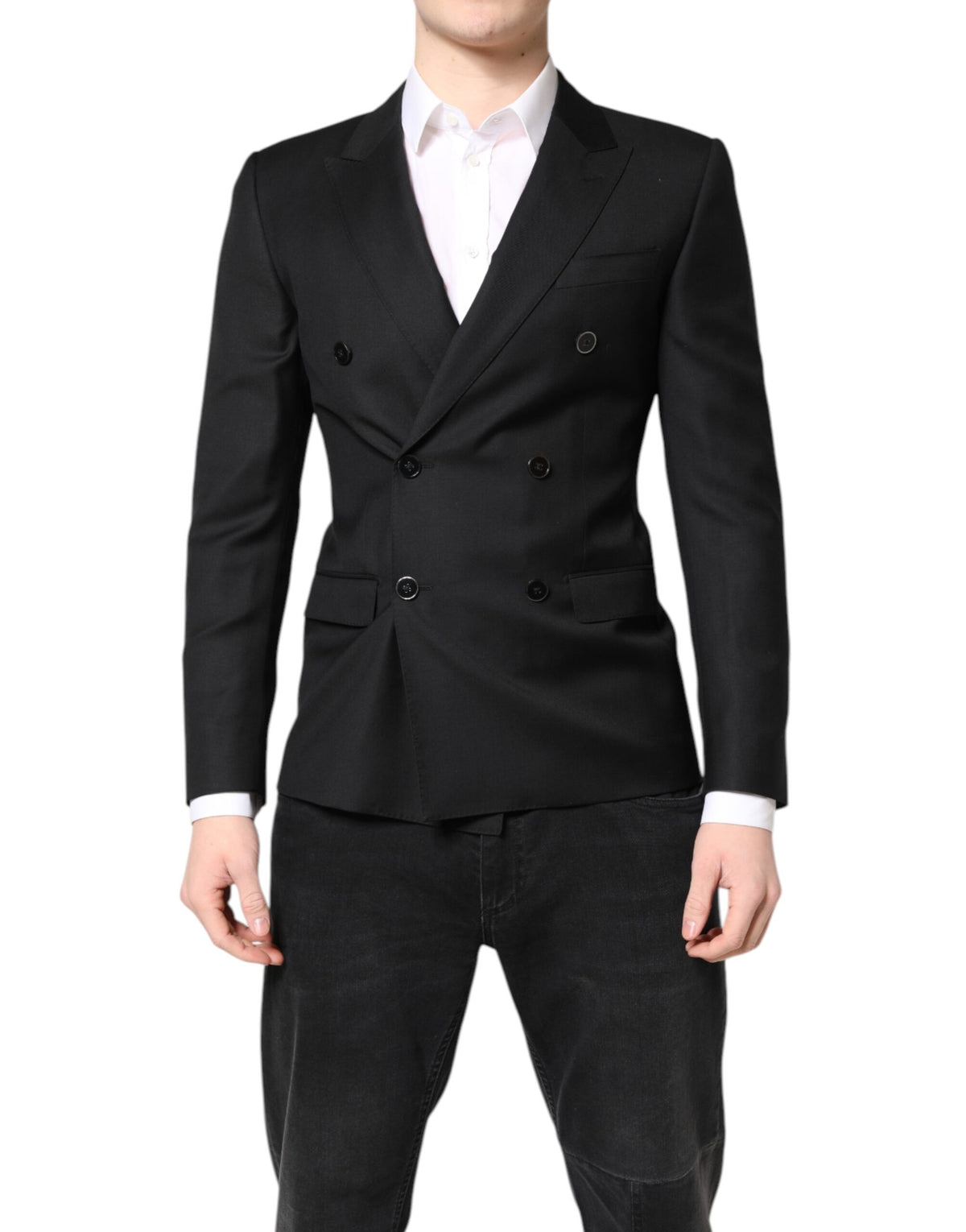 Dolce & Gabbana Schwarzer MARTINI Doppelreihiger Mantel Blazer