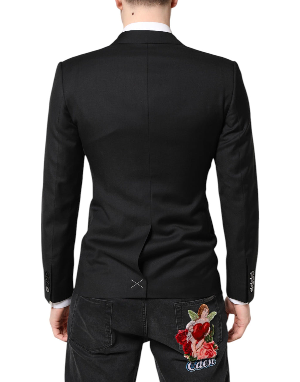 Dolce & Gabbana Schwarzer MARTINI Doppelreihiger Mantel Blazer