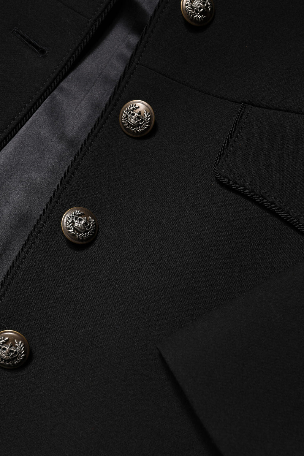 Dolce & Gabbana Schwarzer einreihiger Trenchcoat aus Wolle
