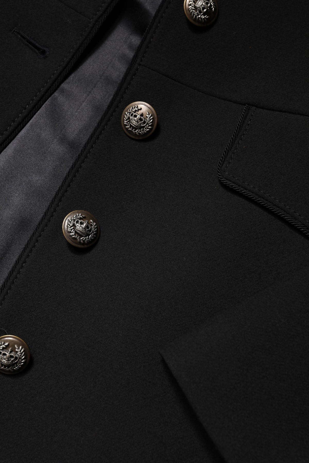 Dolce & Gabbana Schwarzer einreihiger Trenchcoat aus Wolle