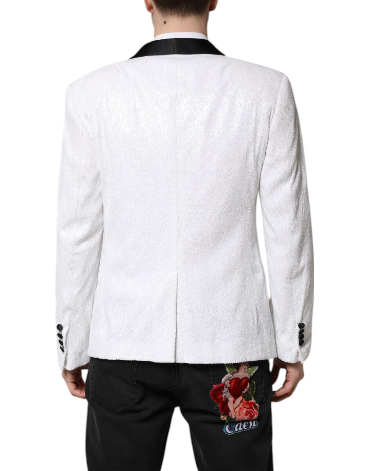 Dolce & Gabbana Weißer Nylonmantel einreihig Blazer