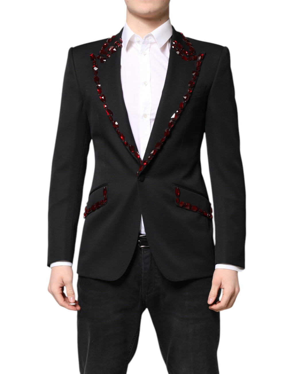 Dolce & Gabbana Schwarzer SICILIA CrystalEmbellished Mantel Blazer