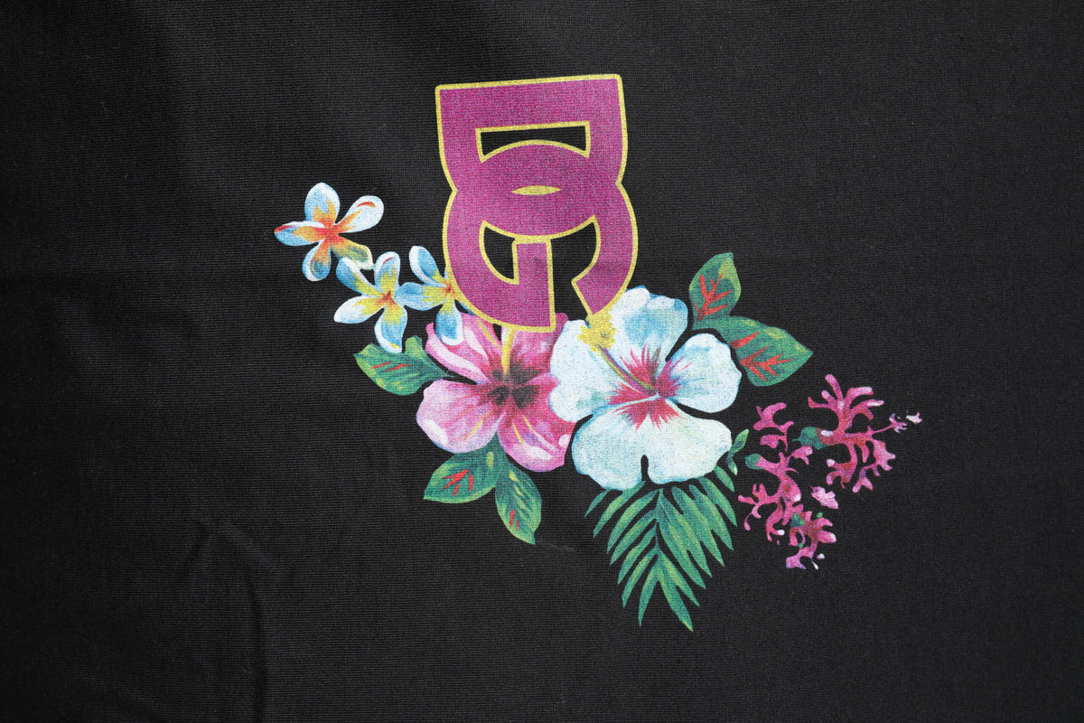 Dolce & Gabbana Schwarzes DG T-Shirt mit Blumendruck und Rundhalsausschnitt
