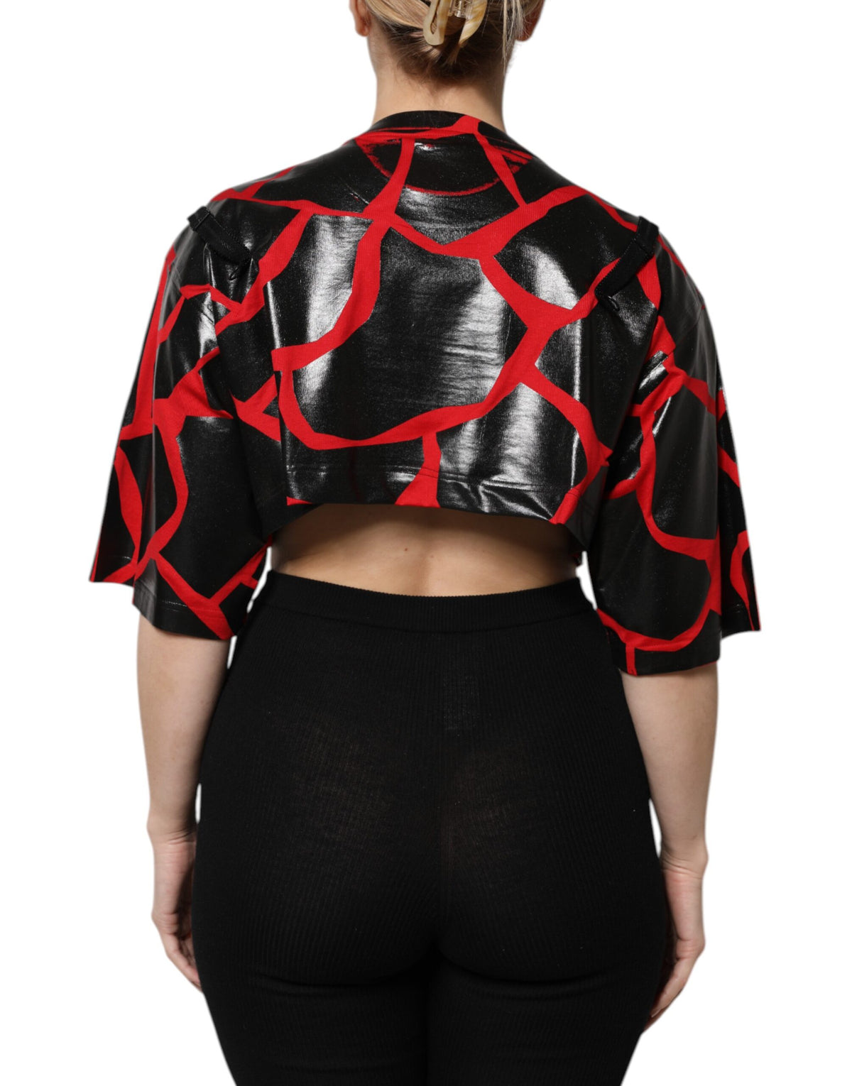 Dolce & Gabbana Rot Schwarz Baumwolle Bustier Detailing Cropped Top