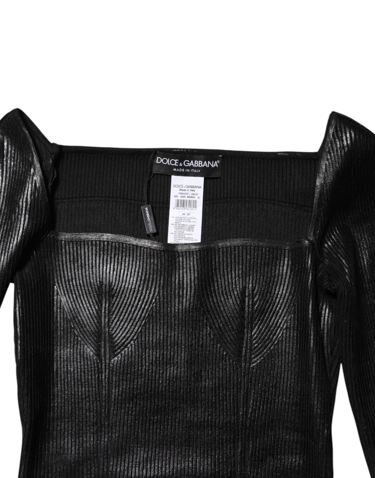 Dolce & Gabbana Schwarzes langärmeliges Blusentop aus Viskose