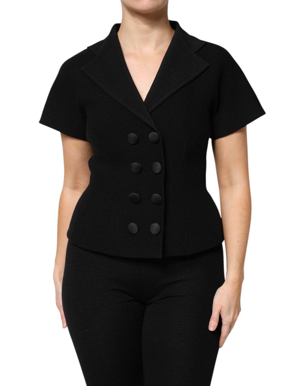 Dolce & Gabbana Schwarzer Wollmantel Zweireiher Jacke