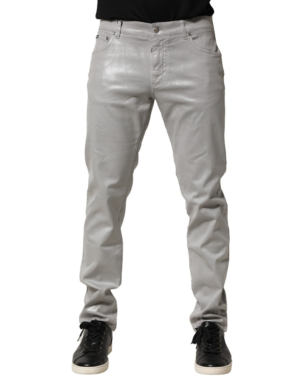 Dolce & Gabbana Silberne Baumwoll-Stretch-Denim-Jeans