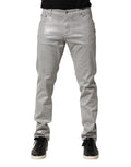 Dolce & Gabbana Silberne Baumwoll-Stretch-Denim-Jeans