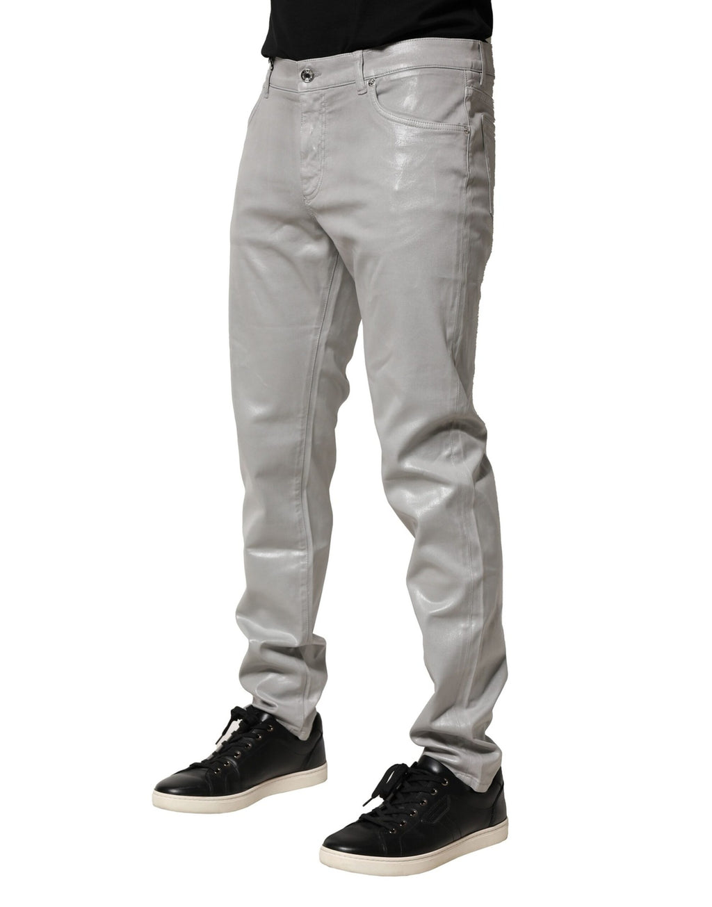 Dolce & Gabbana Silberne Baumwoll-Stretch-Denim-Jeans