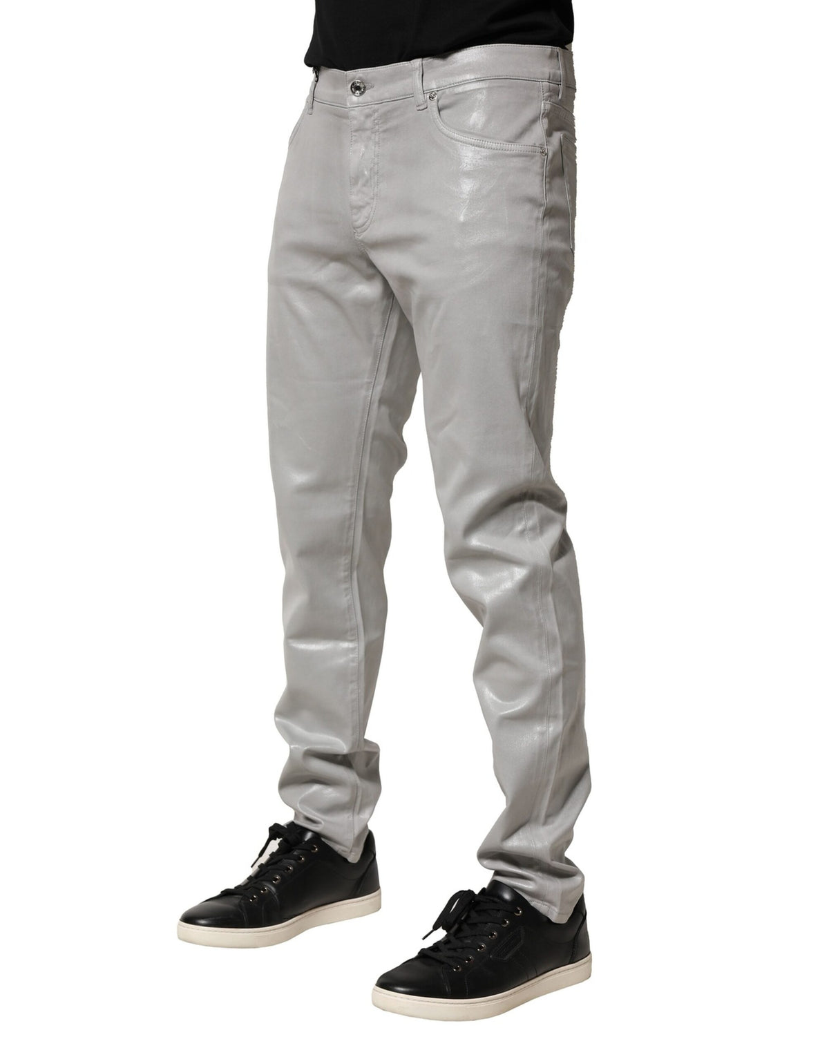 Dolce & Gabbana Silberne Baumwoll-Stretch-Denim-Jeans