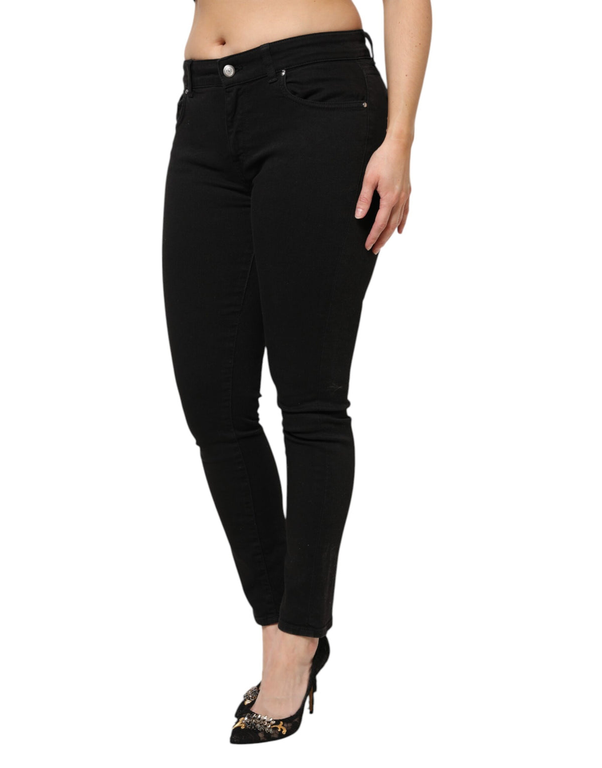 Dolce & Gabbana Schwarze Denim-Jeans mit mittlerer Taille aus Baumwolle