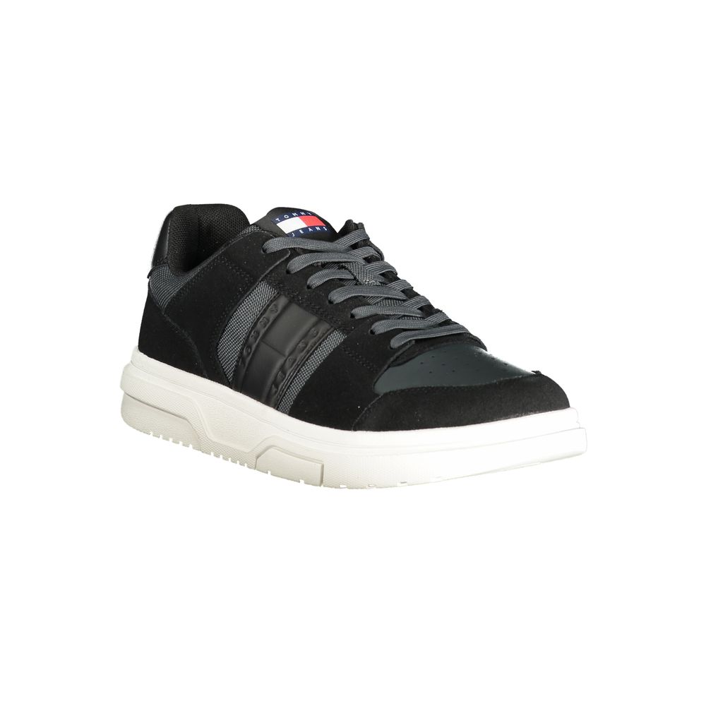 Schwarzer Leder Herren Sneaker