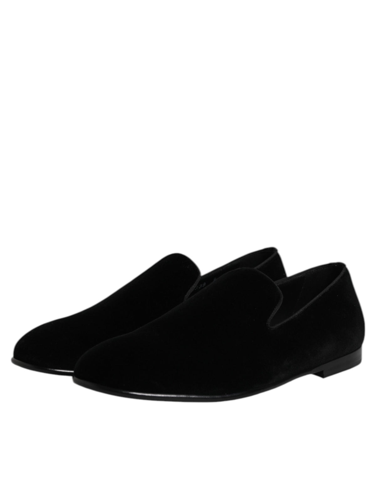 Dolce & Gabbana Schwarzer Samt Slip On Loafers Formelle Schuhe
