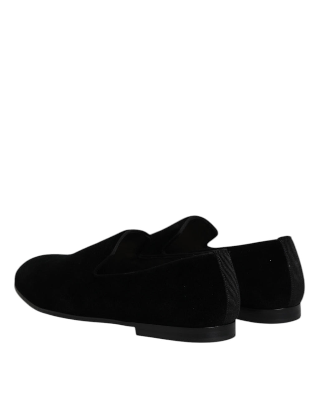 Dolce & Gabbana Schwarzer Samt Slip On Loafers Formelle Schuhe