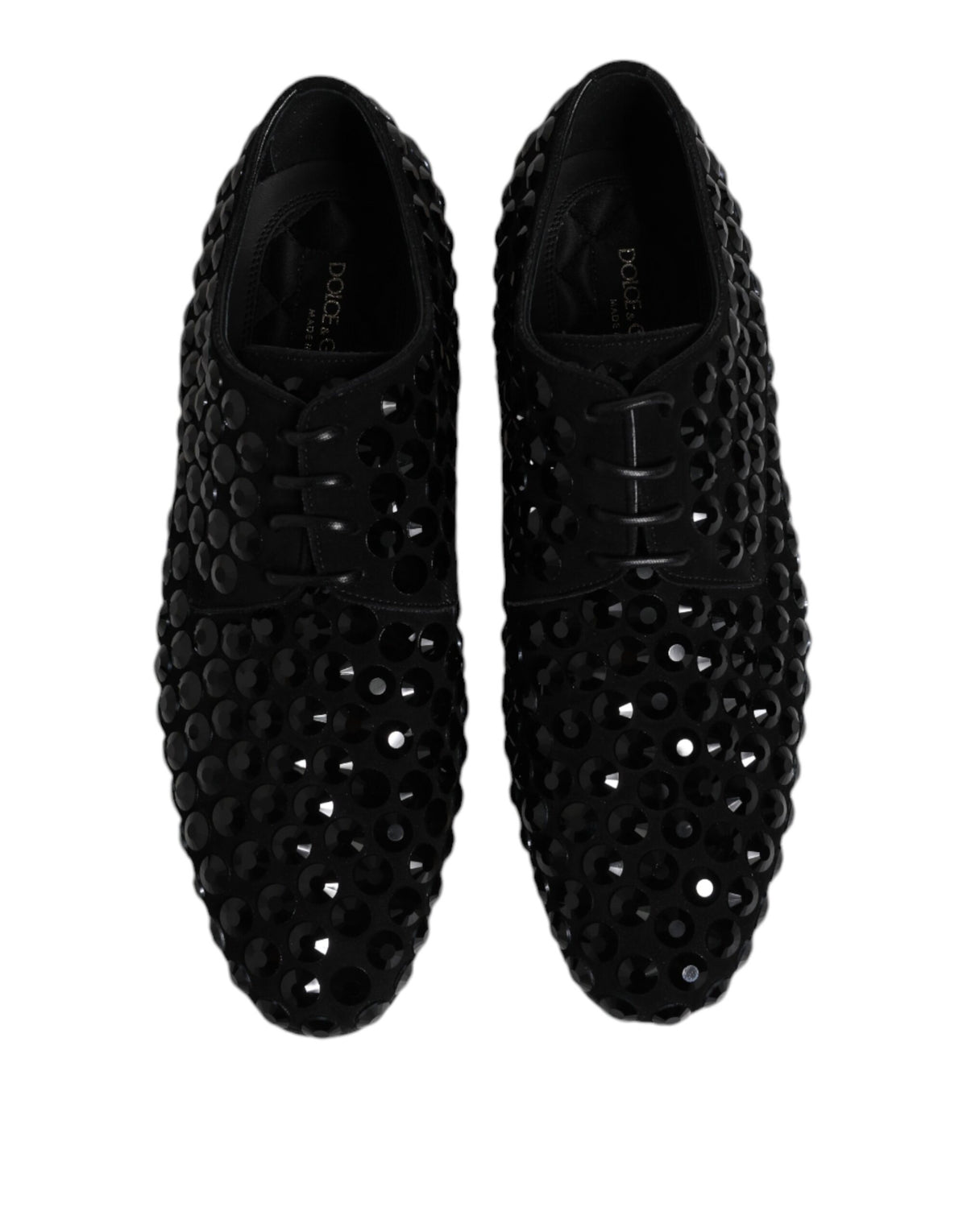 Dolce & Gabbana Schwarze Wildleder Strass Derby Formelle Schuhe