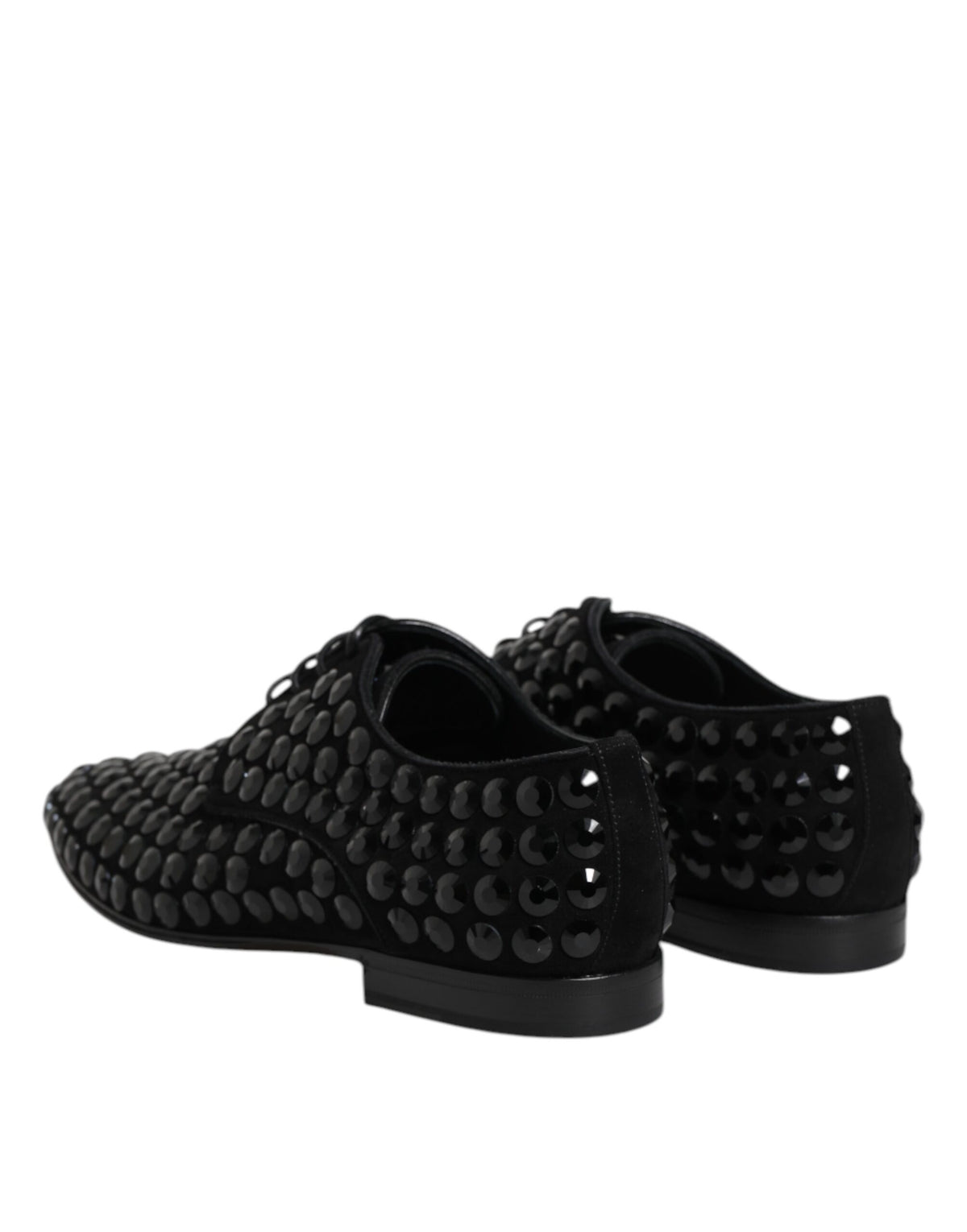 Dolce & Gabbana Schwarze Wildleder Strass Derby Formelle Schuhe
