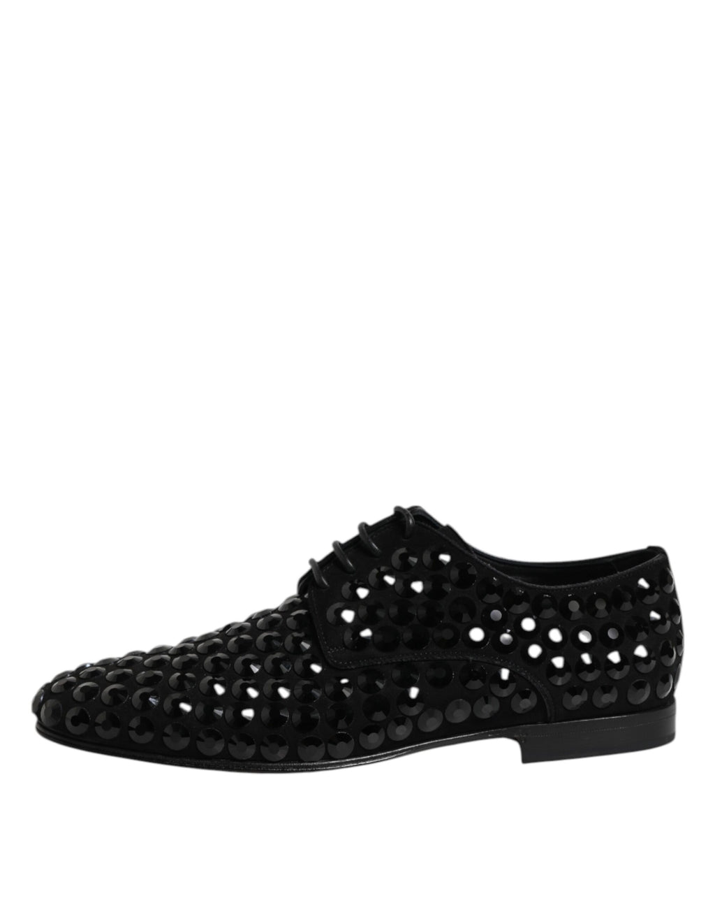 Dolce & Gabbana Schwarze Wildleder Strass Derby Formelle Schuhe