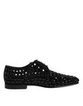 Dolce & Gabbana Schwarze Wildleder Strass Derby Formelle Schuhe