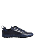 Dolce & Gabbana Dunkelblau Leder Low Top Männer Turnschuhe Schuhe