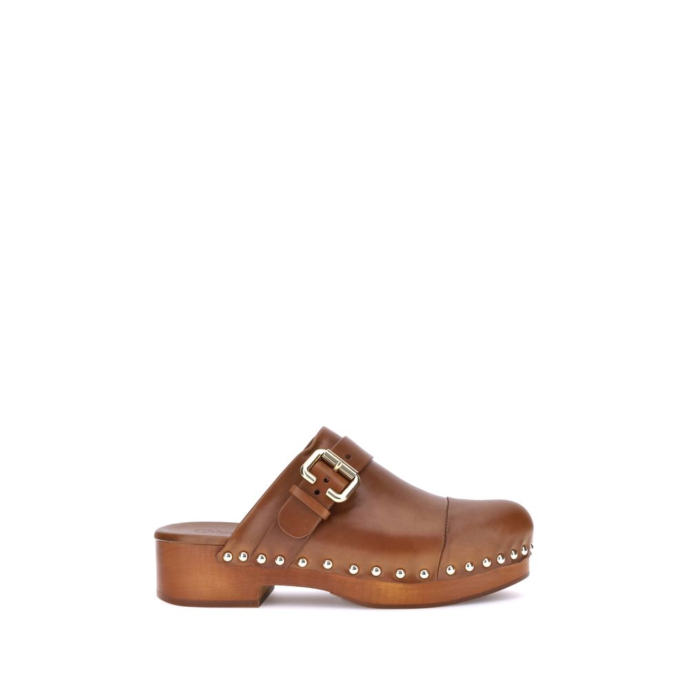 Chloé Braune Kalbsleder Bos Taurus Clogs