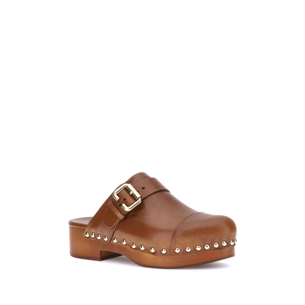 Chloé Braune Kalbsleder Bos Taurus Clogs