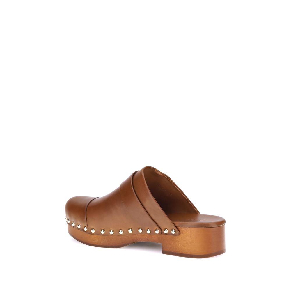 Chloé Braune Kalbsleder Bos Taurus Clogs
