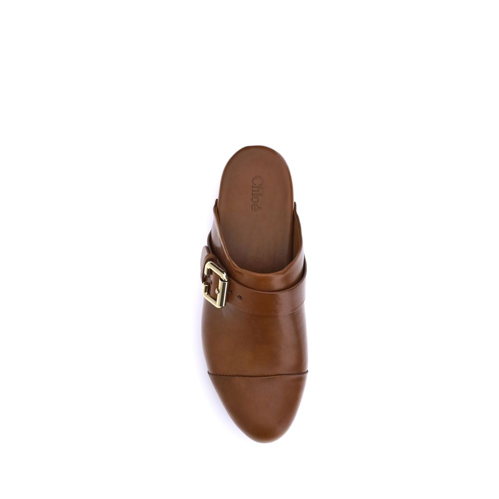 Chloé Braune Kalbsleder Bos Taurus Clogs