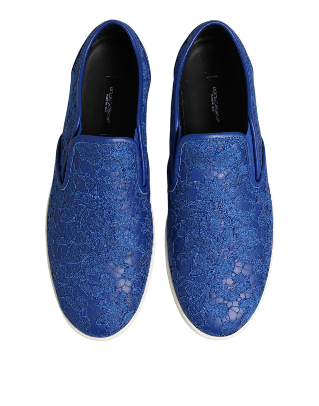 Dolce & Gabbana Blaue Leder Spitze Slip On Sneaker Schuhe