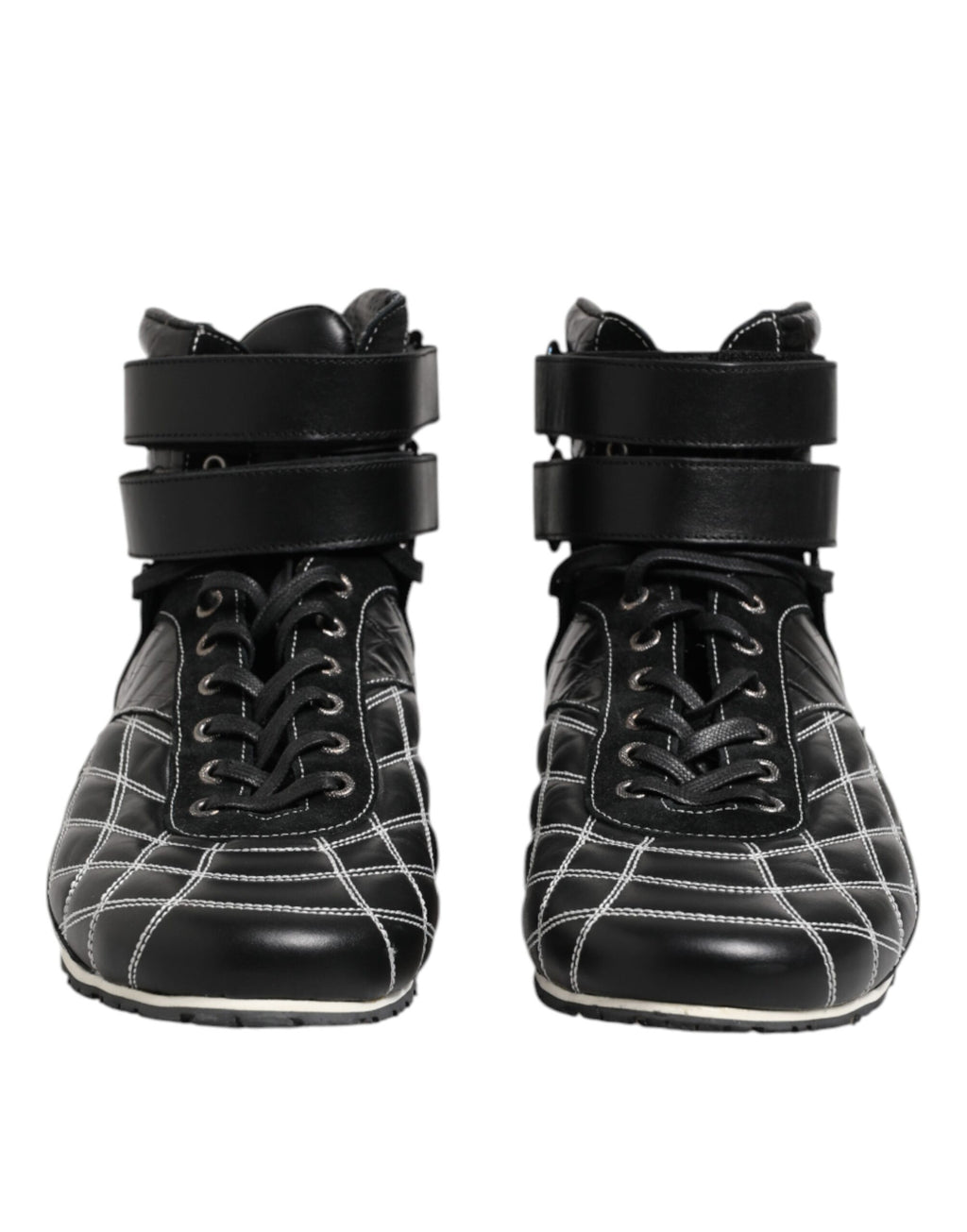 Dolce & Gabbana Schwarze gesteppte Leder Schnürschuhe