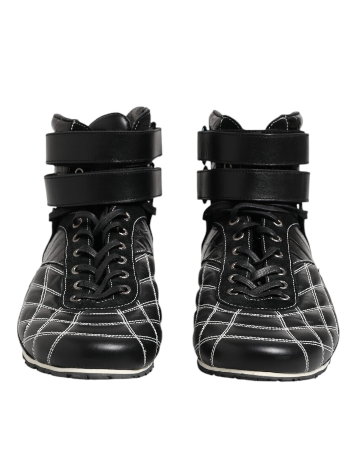 Dolce & Gabbana Schwarze gesteppte Leder Schnürschuhe