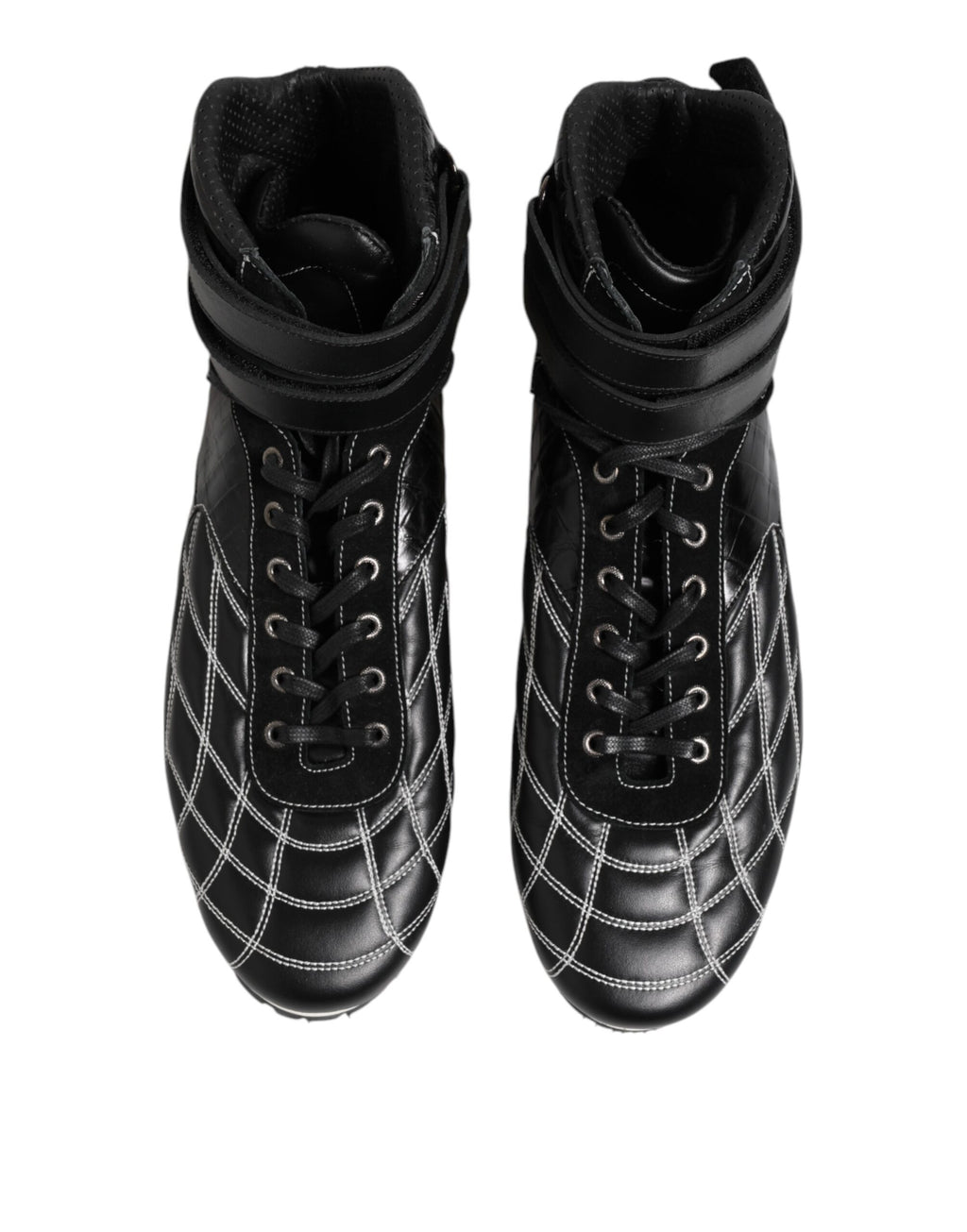 Dolce & Gabbana Schwarze gesteppte Leder Schnürschuhe
