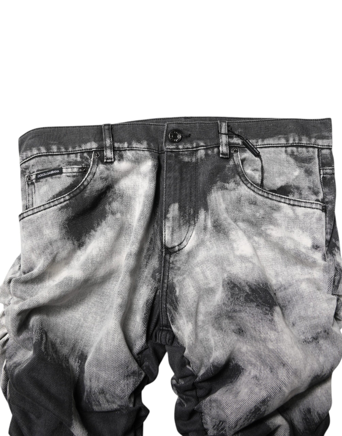 Dolce & Gabbana Schwarze Tie Dye Straight Denim Jeans