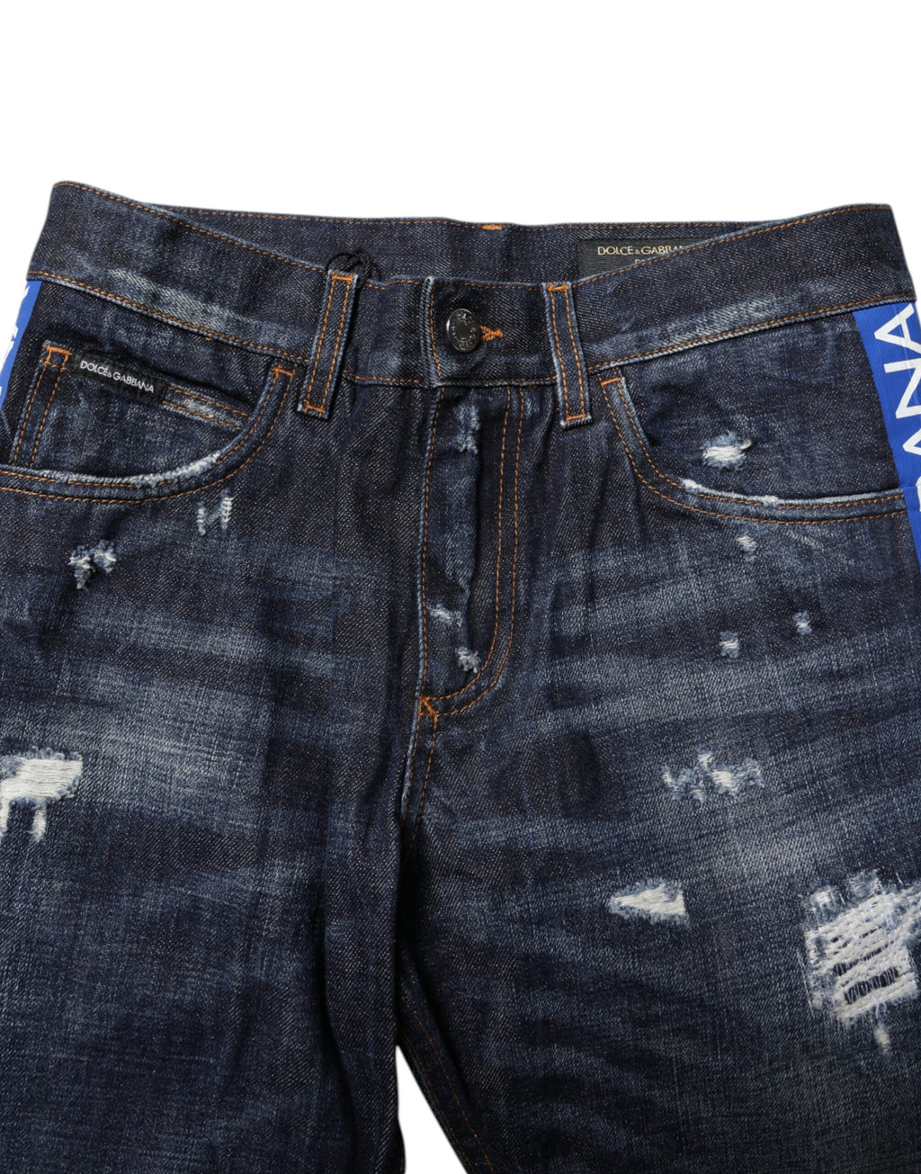 Dolce & Gabbana Dunkelblaue zerfledderte Skinny Denim Jeans