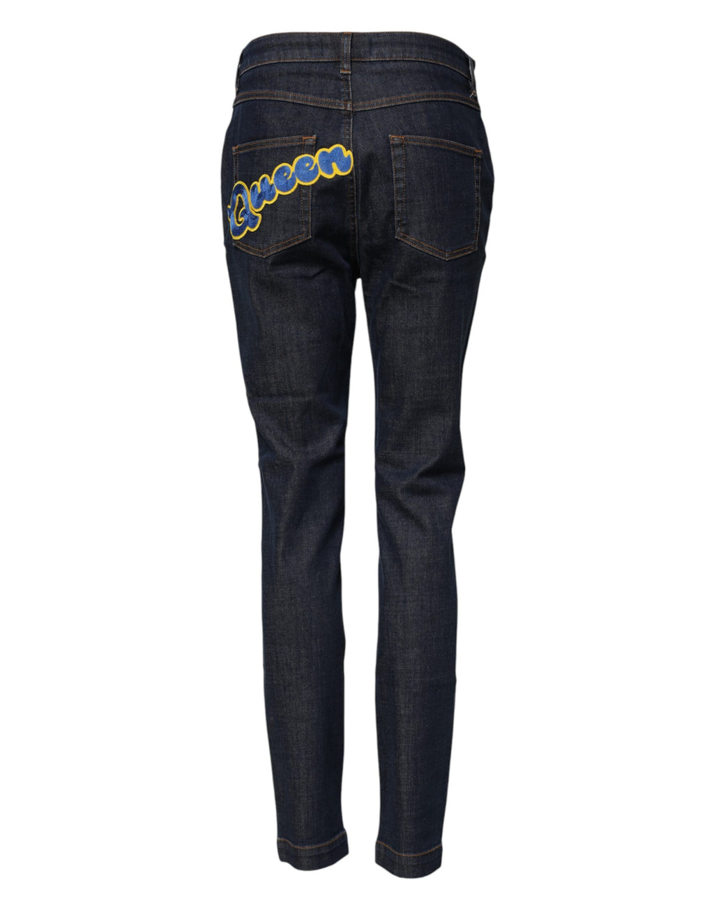 Dolce & Gabbana Blaue Queen Patch AUDREY Mid Waist Denim Jeans