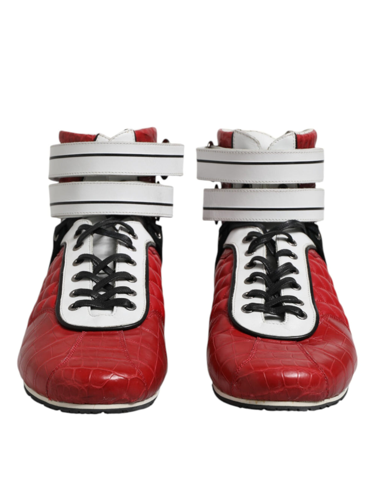 Dolce & Gabbana Rote gesteppte Leder Schnürschuhe Schuhe