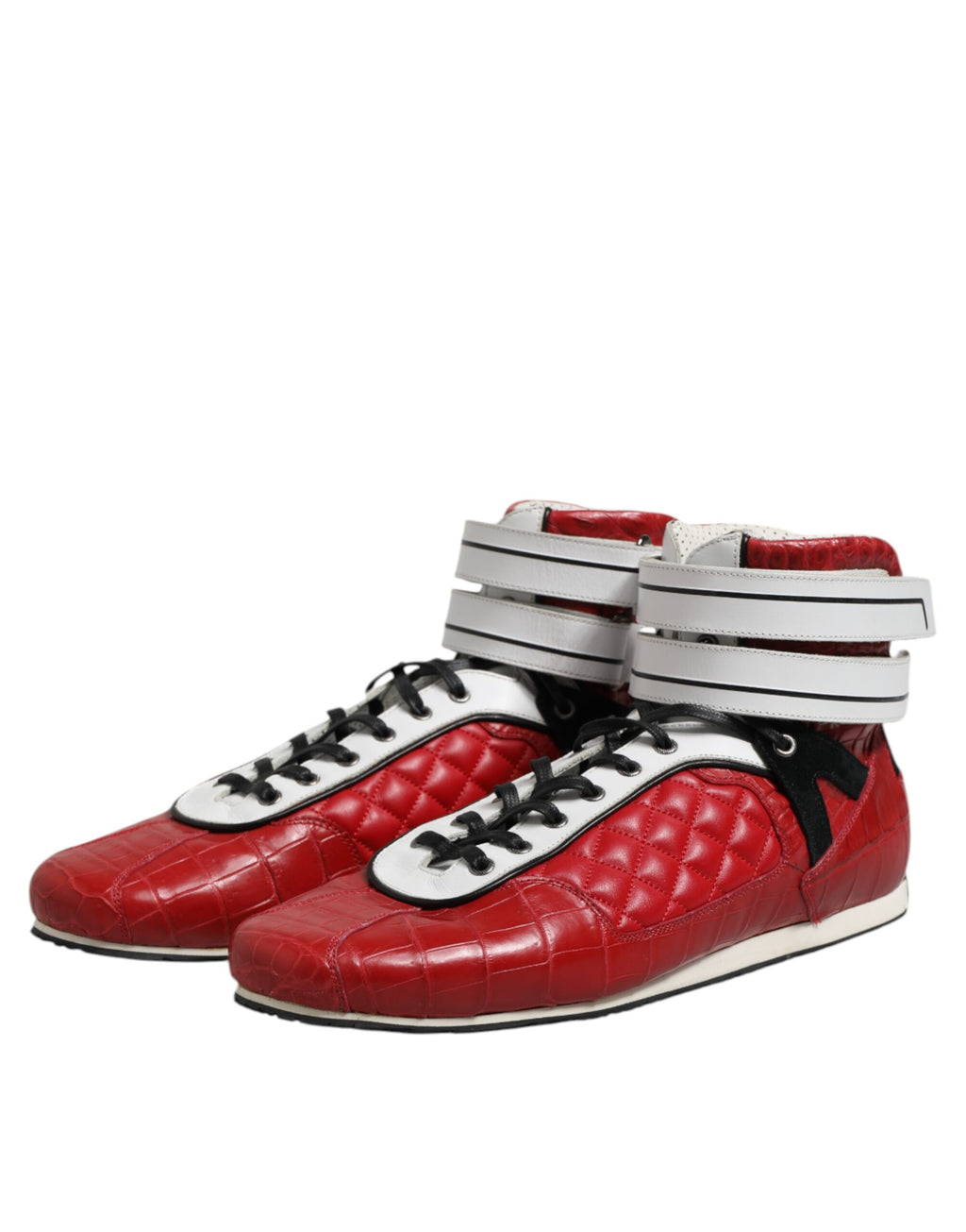 Dolce & Gabbana Rote gesteppte Leder Schnürschuhe Schuhe