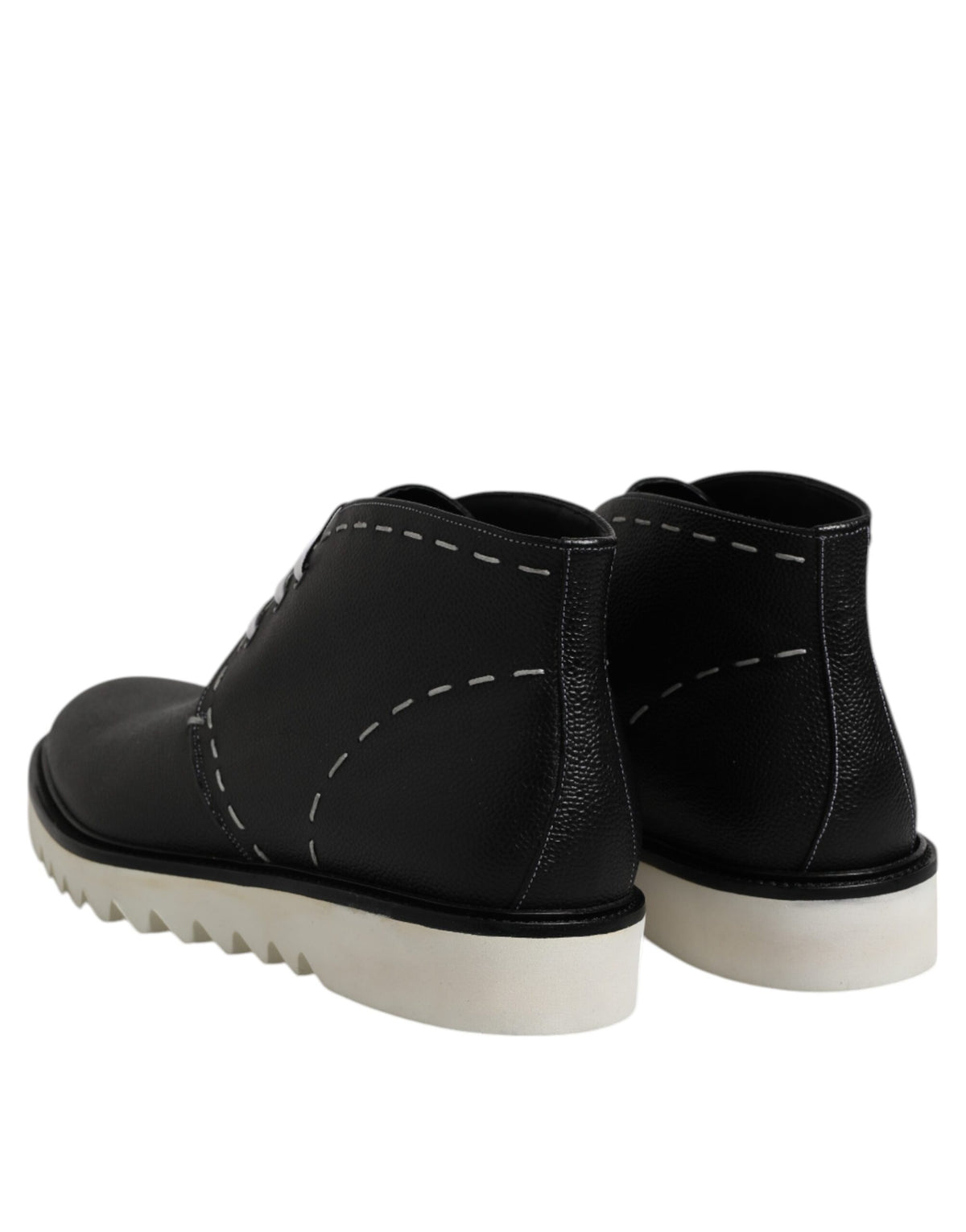 Dolce & Gabbana Schwarz Weiß Leder Stiefelette Schuhe