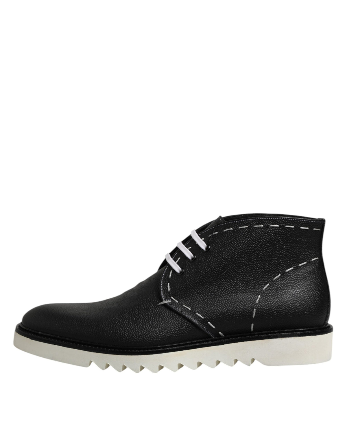 Dolce & Gabbana Schwarz Weiß Leder Stiefelette Schuhe