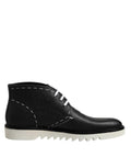 Dolce & Gabbana Schwarz Weiß Leder Stiefelette Schuhe