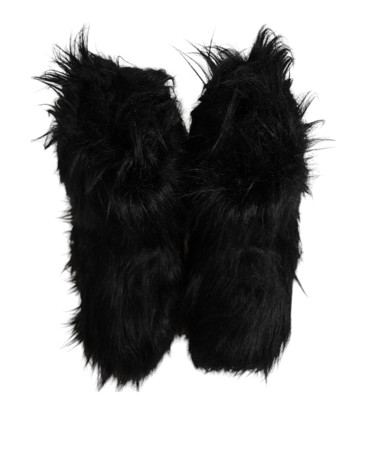 Dolce & Gabbana Schwarze Kunstpelz-Stiefel mit mittlerer Wade