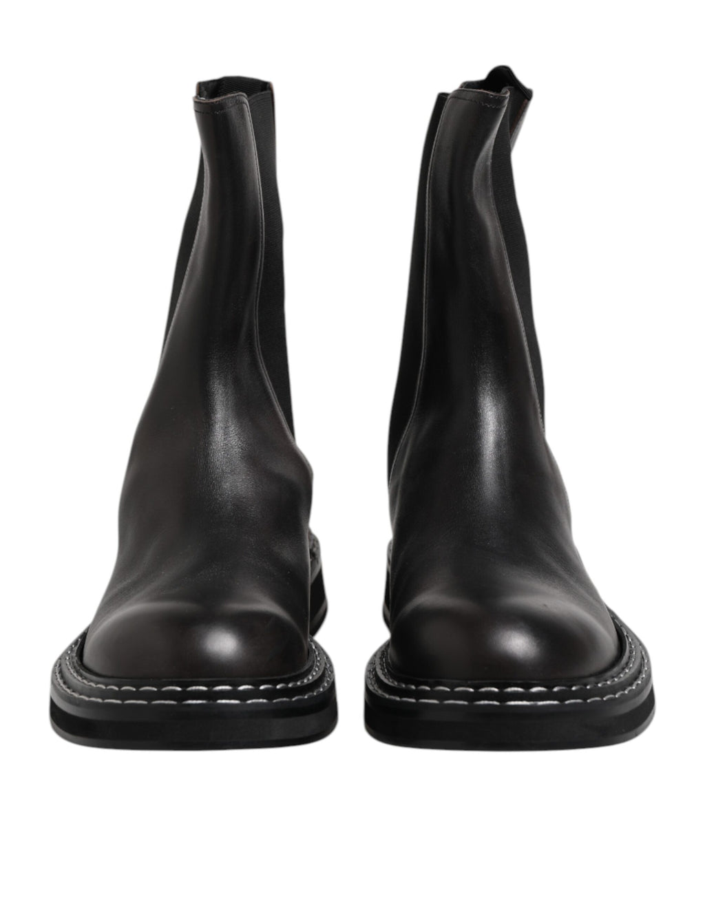 Dolce & Gabbana Schwarz Leder Mid Calf Stiefel Flats Schuhe